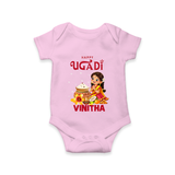 Happy Ugadi Cartoon Girl Theme Kids Romper - BABY PINK - New Born (Chest 14")