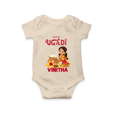 Happy Ugadi Cartoon Girl Theme Kids Romper - IVORY - New Born (Chest 14")