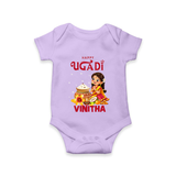 Happy Ugadi Cartoon Girl Theme Kids Romper - LILAC - New Born (Chest 14")