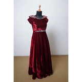 Regal Wine Velvet Family Partywear Set