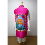 Men’s White Kurta–Dhoti Set with Hand-Embroidered Pink Nehru Jacket