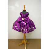 Purple Embroidered Party Wear Frock for Girls | Floral Butterfly Appliqué Designer Dress