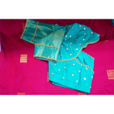 Teal Embroidered Blouse With Magenta Banarasi Saree โ Premium Festive & Wedding Wear Set
