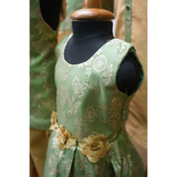 Family Matching Ethnic Wear Set Green & Gold Brocade Designer Outfits for Men, Women, Boys & Girls