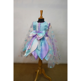 Girls Pastel Fairy Party Dress with Floral Net Sleeves & 3D Applique Birthday & Party Wear Frock
