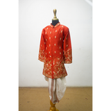 Premium Red Sherwani With Heavy Embroidery – Kids Ethnic Wear