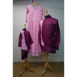 Pink & Wine Embroidered Family Combo – Mom, Dad & Son Matching Outfits