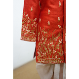 Premium Red Sherwani With Heavy Embroidery – Kids Ethnic Wear