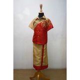 Maroon & Gold Father Son Matching Veshti Shirt Combo Traditional Twinning Set