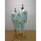 Mint Blue Royal Family Matching Outfit Set Father–Son Twinning Suit Set Wedding & Celebration Wear