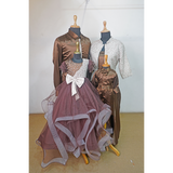 Family Matching Brown Ethnic Outfit Set – Party Wear Gown, Kurta Pajama & Shirt Set for Couples & Kids