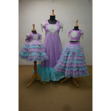 Lavender & Aqua Mermaid-Themed Family Outfit Set – Women & Girls Matching Party Wear