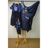 Navy Blue Embroidered Family Combo | Matching Mom Dad Son Outfit Set