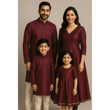 CLASSIC RAW SILK_MAROON_FAMILY PACKAGE