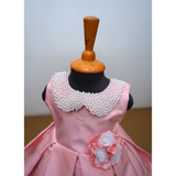 Pearl Collar Satin Party Dress-Girl Kid
