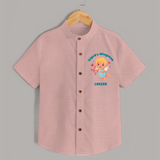 Cupid's WingMan - Valentine's Day Themed Customized Shirt For Kids - PEACH - 0 - 6 Months Old (Chest 23")
