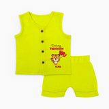 Dashing Valentine - Valentine's Day Themed Customized Jabla Set For Babies - LIME - 0 - 3 Months Old (Chest 9.8")