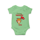 Dashing Valentine - Valentine's Day Themed Customized Romper For Babies - GREEN - 0 - 3 Months Old (Chest 16")