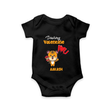 Dashing Valentine - Valentine's Day Themed Customized Romper For Babies - BLACK - 0 - 3 Months Old (Chest 16")
