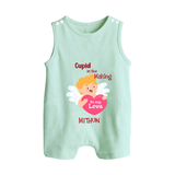 Cupid In The Making - Valentine's Day Themed Customized Romper Suit For Babies - MINT GREEN - 0 - 5 Months Old (Chest 18")