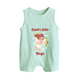 Cupid's Cutie - Valentine's Day Themed Customized Romper Suit For Babies With Name - MINT GREEN - 0 - 5 Months Old (Chest 18")