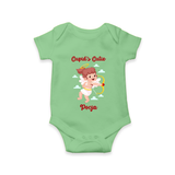 Cupid's Cutie - Valentine's Day Themed Customized Romper For Babies With Name - GREEN - 0 - 3 Months Old (Chest 16")