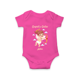 Cupid's Cutie - Valentine's Day Themed Customized Romper For Babies With Name - HOT PINK - 0 - 3 Months Old (Chest 16")
