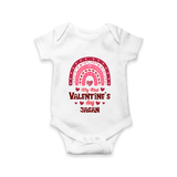 My First Valentine's Day - Writing Our Love Story Customized Romper For Babies With Name - WHITE - 0 - 3 Months Old (Chest 16")