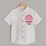 My First Valentine's Day - Writing Our Love Story Customized Shirt For Kids With Name - WHITE - 0 - 6 Months Old (Chest 23")