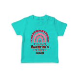 My First Valentine's Day - Writing Our Love Story Customized T-Shirt For Kids With Name - TEAL - 0-5 Months Old (Chest 17")