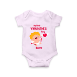 My First Valentine's Day - A Day Full of Sweet Surprises Customized Romper For Babies With Name - LILAC - 0 - 3 Months Old (Chest 16")