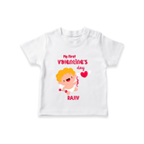 My First Valentine's Day - A Day Full of Sweet Surprises Customized T-Shirt For Kids With Name - WHITE - 0-5 Months Old (Chest 17")