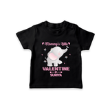 Mommy's Little Valentine - Customized T-Shirt For Kids With Name - BLACK - 0-5 Months Old (Chest 17")