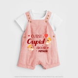 Cutest Cupid Around - Customized Dungaree Set For Kids With Name - PEACH - 0 - 5 Months Old (Chest 18")