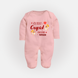 Cutest Cupid Around - Customized Sleep Suit For Babies With Name - BABY PINK - New Born (Chest 7.5")