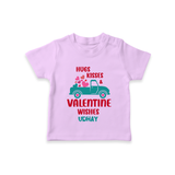 Hugs, Kisses & Valentine Wishes - Customized T-Shirt For Kids With Name - LILAC - 0-5 Months Old (Chest 17")