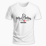 Mr & Mrs Custom with name t-shirt - WHITE - Small (Chest 36")