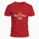 Mr & Mrs Custom with name t-shirt - RED - Small (Chest 36")