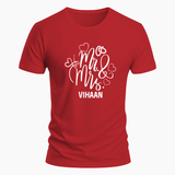 Mr & Mrs personlized with name t-shirt - RED - Small (Chest 36")
