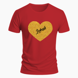 Custom Couples Heart T-Shirt - RED - Small (Chest 36")