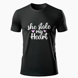 She stole my heart matching couplesT-Shirt - BLACK - Small (Chest 36")