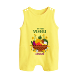 My First Vishu Janani Personalized Baby BUTTON ROMPER – Vishu Kani Theme Outfit - PASTEL YELLOW - New Born (Chest 18")