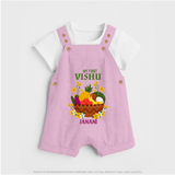 My First Vishu Janani Personalized Baby DUNGAREE – Vishu Kani Theme Outfit - BABY PINK - 0 - 5 Months Old (Chest 18")