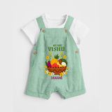 My First Vishu Janani Personalized Baby DUNGAREE – Vishu Kani Theme Outfit - MINT GREEN - 0 - 5 Months Old (Chest 18")