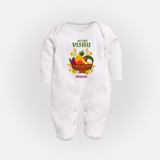 My First Vishu Janani Personalized Baby FULL BODY SUIT – Vishu Kani Theme Outfit - WHITE - New Born (Chest 7.5")