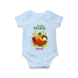 My First Vishu Janani Personalized Baby Romper – Vishu Kani Theme Outfit - BABY BLUE - New Born (Chest 14")