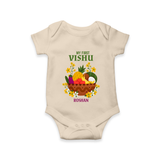 My First Vishu Janani Personalized Baby Romper – Vishu Kani Theme Outfit - IVORY - New Born (Chest 14")