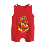 My First Vishu Janani Personalized Baby BUTTON ROMPER – Vishu Kani Theme Outfit - RED - New Born (Chest 18")