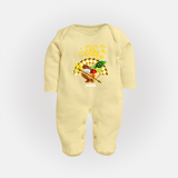 My First Vishu Madhavi Personalized Baby FULL BODY SUIT – Malayalam Vishu Design Outfit - PASTEL YELLOW - New Born (Chest 7.5")