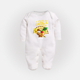 My First Vishu Madhavi Personalized Baby FULL BODY SUIT – Malayalam Vishu Design Outfit - WHITE - New Born (Chest 7.5")